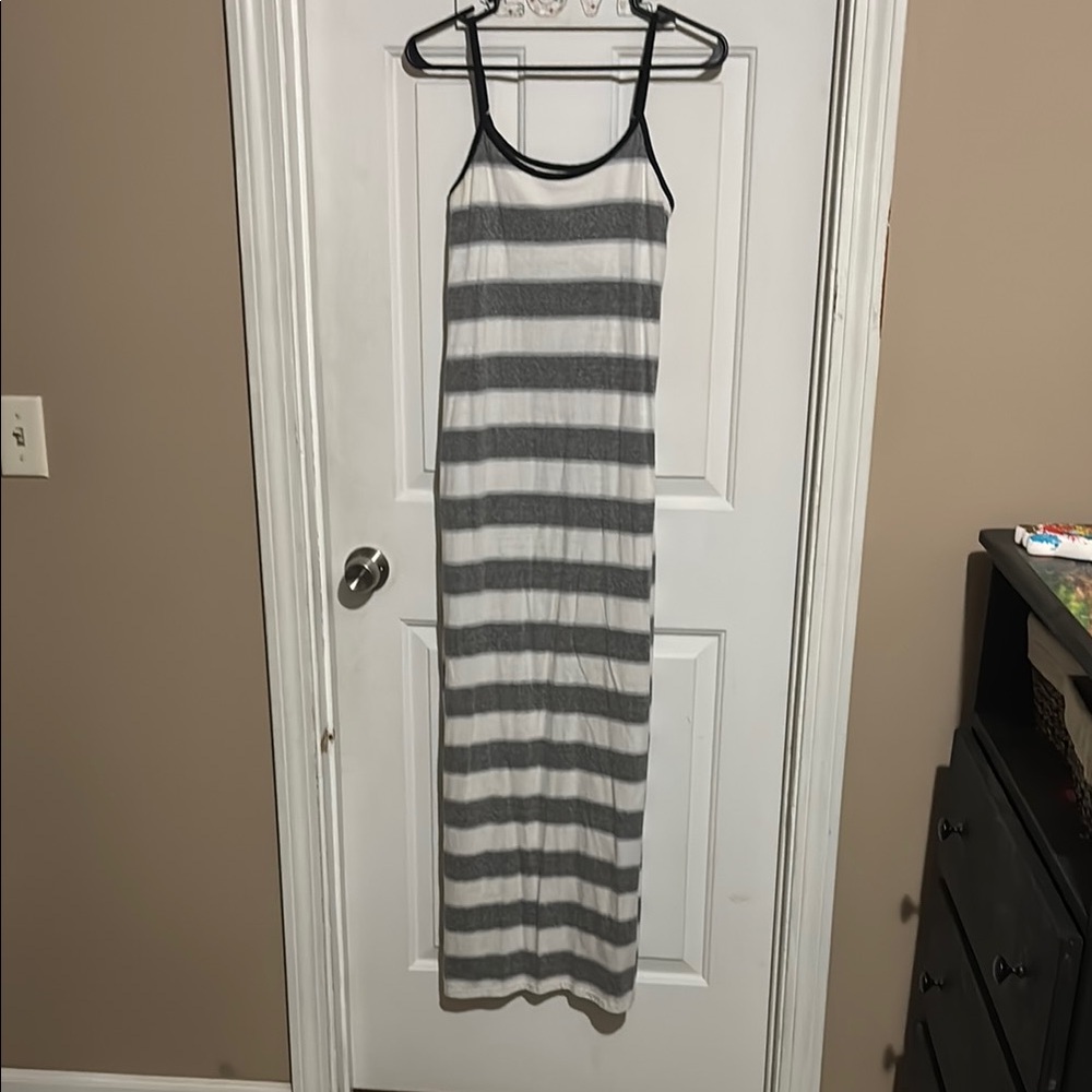 Striped Gray Maxi Dress
